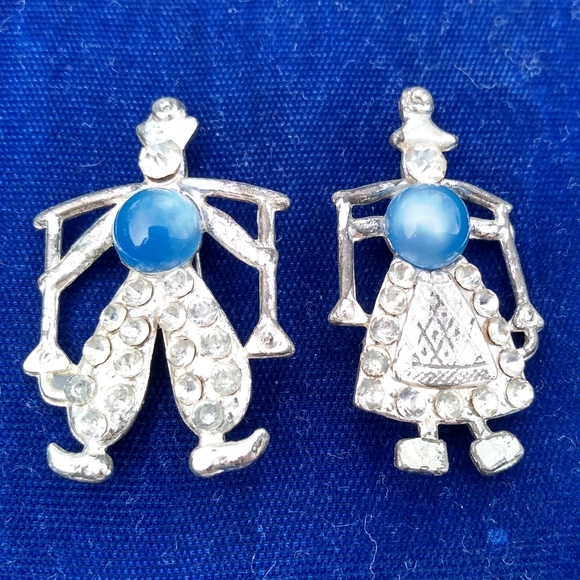 Vintage Jewelry - Vintage Pair of Silver Girl & Boy Brooches, Dujay Design, Milkmaid, Jack…